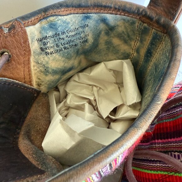 Brown Teysha Colorful Guatemalan Textile Embroidered Ankle Peace Boots Size 8 - Picture 9 of 13